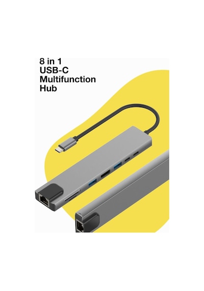 Primex Px-U520 4K@30Hz Gri Metal Type-C To 4K Hdmı+Usb 3.0+Rj45+S Primex Px-U520 4K@30Hz Gri Metal Type-C To 4K Hdmı+Usb 3.0+Rj45+S