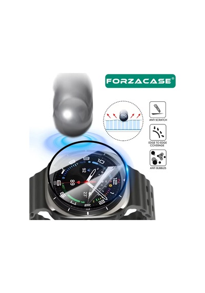 Forzacase Samsung Galaxy Watch 7 Ultra Uyumlu Çerçeveli Tam Kaplayan 3d Pet Ekran Koruyucu Film Fc016 Şeffaf