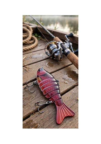 7 Parçalı Eklemli Swimbait At Çek 15 Gr 10 Cm Kırmızı Siyah Yüzüşlü 3d Gözlü Çift Üçlü Iğneli