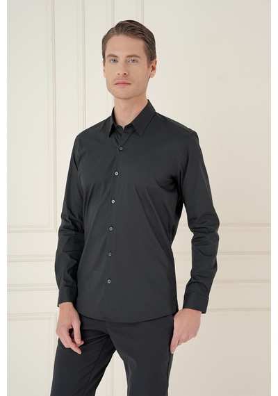 Efor Gk 747 Slim Fit Siyah Klasik Gömlek Siyah