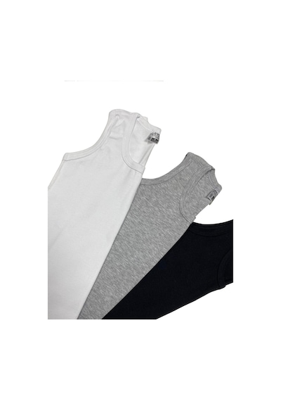 Alya Underwear Erkek Çocuk Pamuk Ribana Atlet Oval Yaka 3'lü Paket Beyaz,siyah,gri-t01