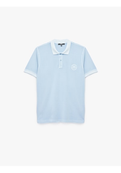 Koton Regular Fit Nakışlı Kısa Kollu Pamuklu Polo Yaka Tişört Mavi 5sam10156mk