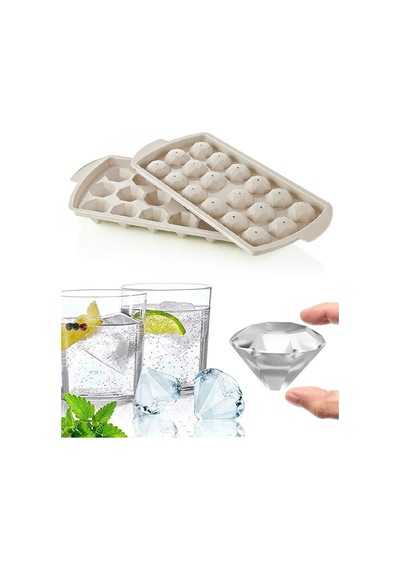 Kapaklı Elmas Şekilli Buz Kalıbı 18 Bölmeli Sert Plastik Plastik Diğer