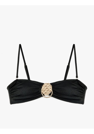 Koton Çıkarılabilir Askılı Aksesuar Detaylı Bandeau Straplez Bikini Üstü Siyah 6sak10166mm