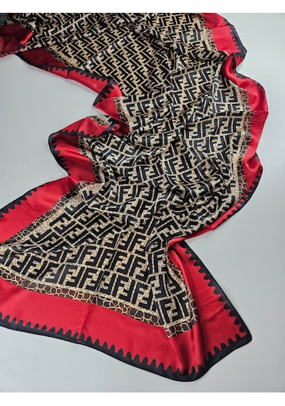 Miorel Scarfs Premium Yeni Sezon F Desen İpek Vual Şal Silk Scrafs Shawl Hijab Kırmızı
