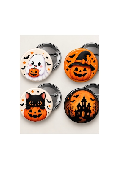 Minikutunuz Halloween Cadılar Bayramı 10 Lu Rozet Seti 44 Mm İğneli Yaka Rozeti Çanta Kıyafet Aksesuarı Diğer