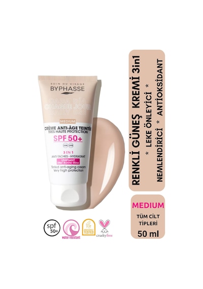 Byphasse  3'ü 1 Arada Renkli Güneş Kremi Medium SPF50+ 50 ML
