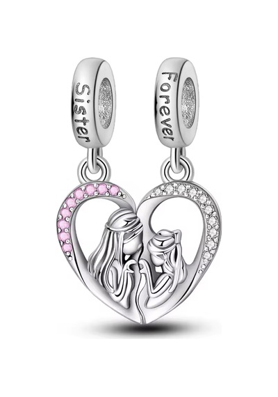 Fubena Anne Ve Kız Sallantılı Çift Charm Gümüş