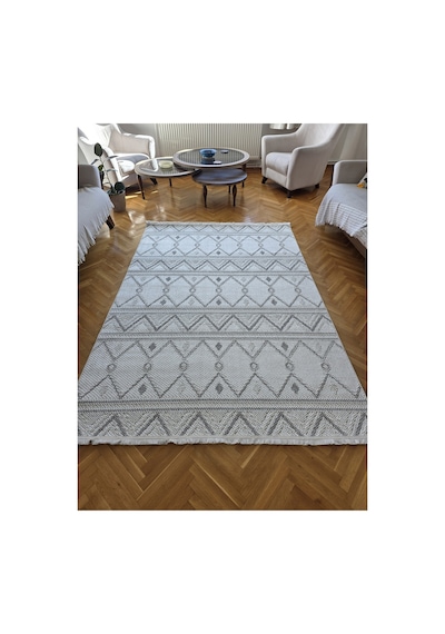 Badelya Home Monaco 0160a Krem Gri İskandinav Sisal Bukle Yumuşak Özel Ölçü Salon Koridor Mutfak Halısı Yolluk 0160a-krem/gri