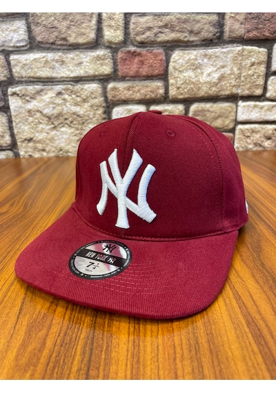 Hamze Ny Newyork Nakışlı Hiphop Snapback Rapper Drip Şapka Cap Bordo