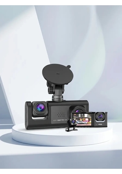 Oto Araç İçi Kamera 3 Kameralı Full Hd Ön Arka İç Kayıt Dashcam