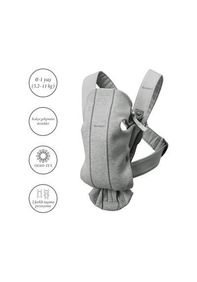 Babybjörn 2'li Set Bliss Ana Kucağı Woven Melange & Kanguru Mini 3d Jersey Light Grey
