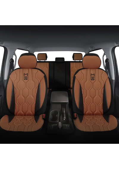 Minderland Fa Serisi - Ford Tourneo Courier İle Uyumlu Koltuk Kılıfı, Deri / Taba