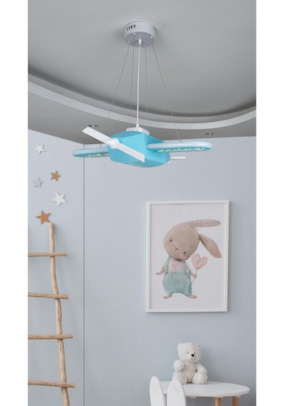 Uçak Temalı Entegre Led Çocuk Odası Sarkıt Avize 70x80 Cm Kişiye Özel Tasarım, El Yapımı Görünüm Diğer