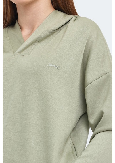 Slazenger Kenzıe I Kadın Kapüşonlu Açık Yeşil Sweatshirt Açık Yeşil