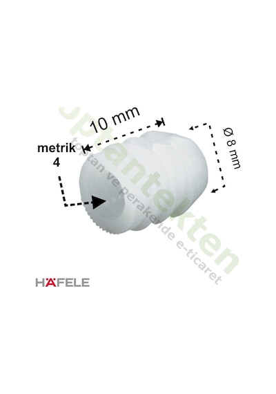 Hafele Dübel Tutkallı Plastik Beyaz M4X10Mm