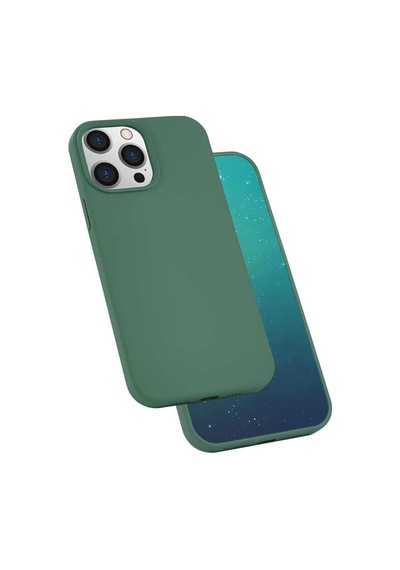 Apple Uyumlu iPhone 13 Pro Kılıf Zore Silk Silikon Koyu Yeşil