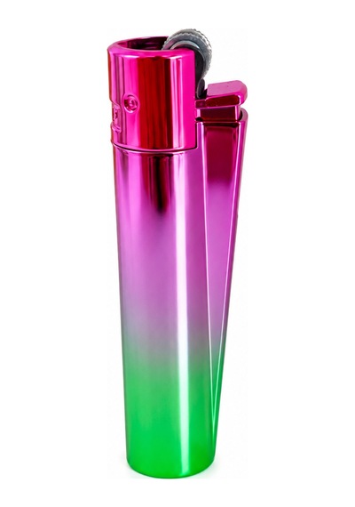 Clipper Metal Gaz Dolumlu Çakmak Pembe Yeşil Degrade Özel Kutulu Premium Model Çok Renkli