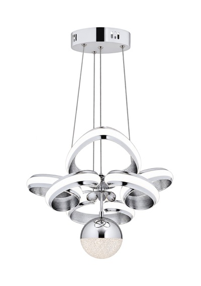 Çizgili Kasa Leydi Power Led Avize Krom Modern Dekoratif Halka Tasarımlı Salon Ve Yemek Odası Aydınlatma