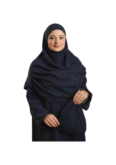 Hürrem Bone 2 Parça Namaz Elbisesi Dokuma Kendinden Desenli 2502 02 Lacivert