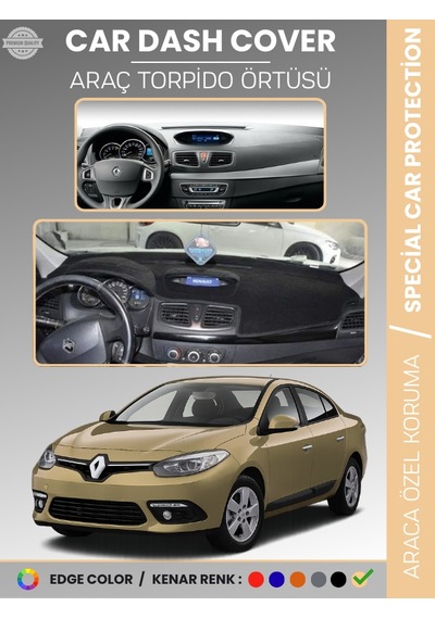Renault Fluence Navigasyonsuz Küçük Ekranlı 2009-2013 Torpido Örtüsü Göğüs Koruma - 783 Stiloto