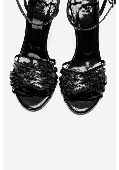 Luvishoes Lorıon Siyah İnce Bantlı Kadın Topuklu Ayakkabı