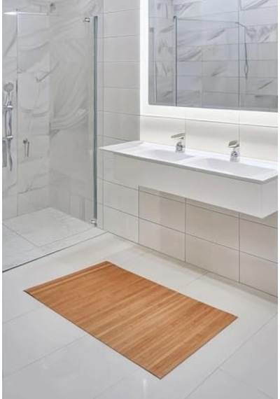 Kaydırmaz Tabanlı Bambu Banyo Paspası 70x45 Cm Doğal Ahşap Bambu Mat, Suya Dayanıklı, Kaymaz Paspas, Dekorati Diğer