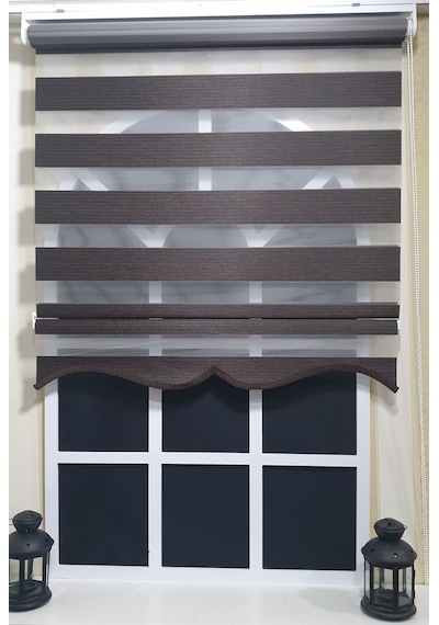 Zebra Stor Perde Kahverengi Etek Dilimli St 001