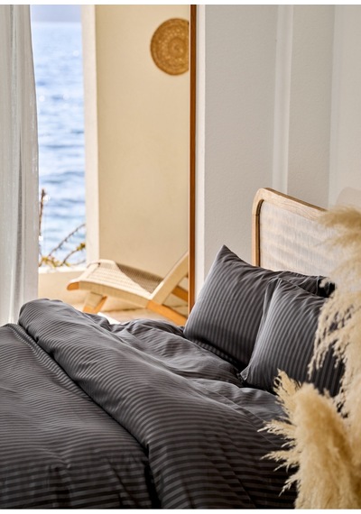Bella Maison Premium Tencel Çift Kişilik Saten Nevresim Seti Antrasit 200x220 Cm Antrasit