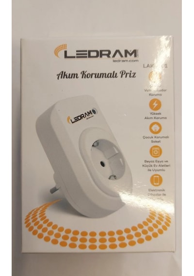Uzmlight Ledram Faz Akım Koruma Özellikli Fiş Priz - 16a 250v 3500w - Çocuk Korumalı Özellikli - Durum Led Işıklı 0