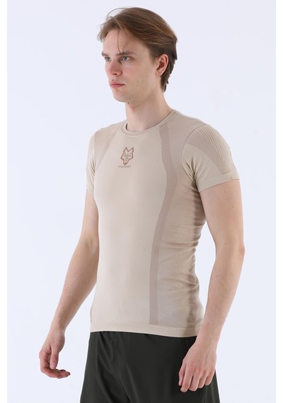 Maraton Active Slimfit Erkek Bisiklet Yaka Kısa Kol Koşu Kil T-Shirt 821070-Kil