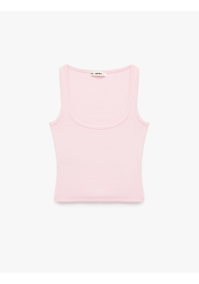 Koton Modal Karışımlı Slim Fit Kare Yaka Kolsuz Bluz Pembe 6sal30332ık Gül