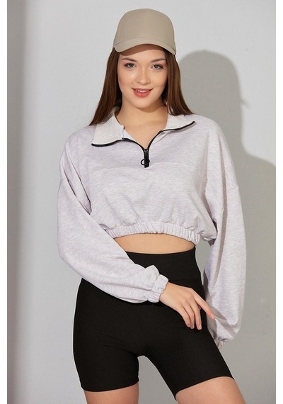 Alexander Gardi Alexandergardı Kadın Fermuarlı Crop Sweatshirt (B22-11000)