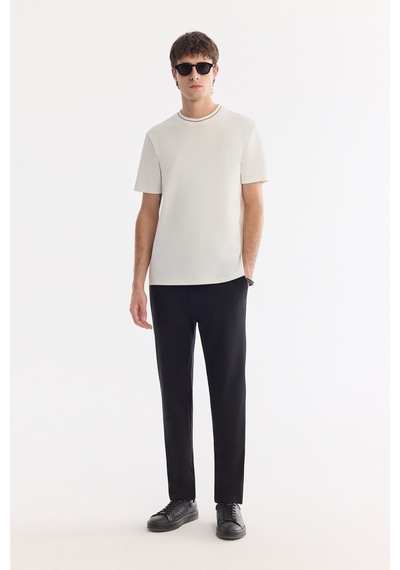 Avva Erkek Ekru Bisiklet Yaka Kolay Ütülenen Regular Fit T-shirt A61y1034