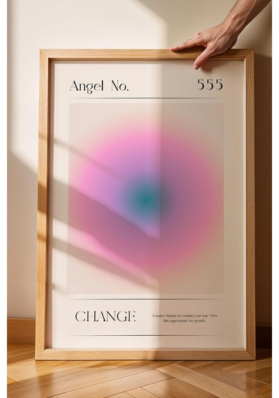 Angel No 555 Change Çerçeveli Tablo Melek Sayıları Değişim Aura Enerji Renkleri