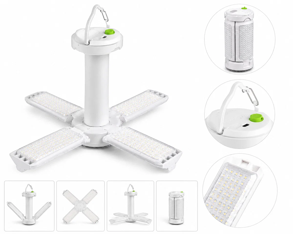Maxled Led'li Işıldak 36w 3000lm 6500k Şarjlı Type-c Ip44 Pervane Kamp Armatürü / El Feneri Beyaz