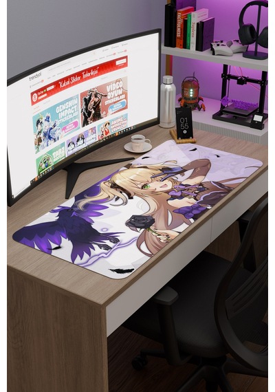 Fischl Genshin Impact Anime Gacha V5 - 90x40 Xxl Gaming Mouse Pad Fare Altlığı
