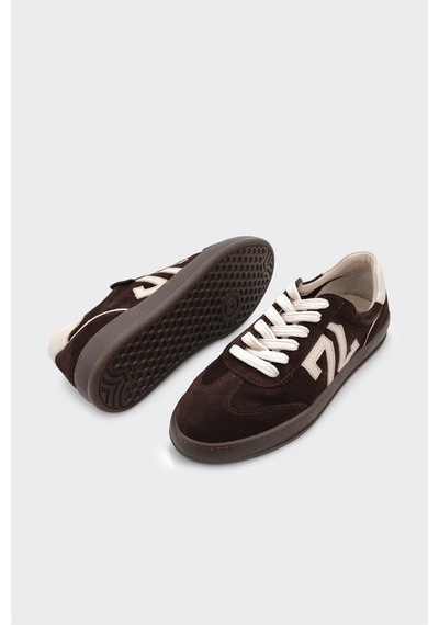 Derinet Hakiki Deri Comfort Taban Kadın Sneaker Kahve Süet Kahve Süet