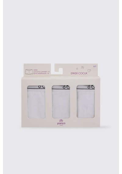 Panço Erkek Çocuk 3'lü Beyaz Boxer Seti 2502BK14013