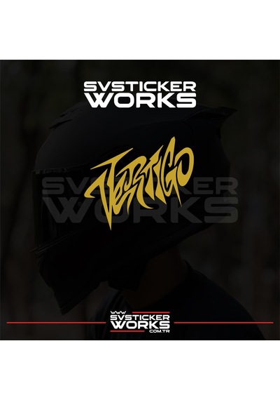 Vertigo Yazılı Kask Sticker Tüm Kasklar Uyumlu Tek Yön 1 Adet Altın