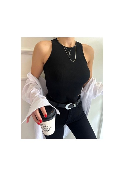 Refox Kadın Fitilli Halter Yaka Crop Örme Bluz Çok Renkli