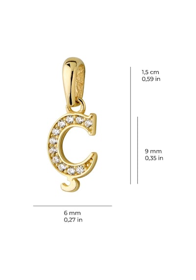Goldkupe 14 Ayar Altın Ç Harfi Taşlı Kolye Ucu 0,47gr-6339 Altın