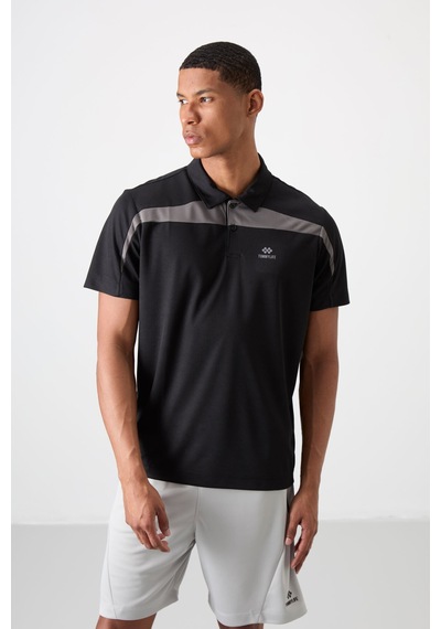Tommy Life Siyah Polyester Nefes Alan Dokulu İnce Esnek Standart Fit Polo Yaka Erkek Performans T-shirt - 8839 Siyah