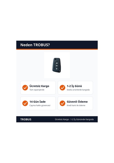Trobus Toyota Corolla Uyumlu 3 Butonlu Katlanır Oto Anahtar Kılıfı Silikon Siyah