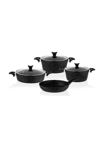 Taç 3455 Master Cook 7 Parça Granit Tencere Seti Siyah