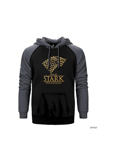 Game Of Thrones House Stark Winter İs Coming Gri Renk Reglan Kol Sweatshirt / Hoodie