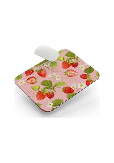 Çilek Desenli - Dikdörtgen Mouse Pad, 17,5 Cm X 21,50 Cm