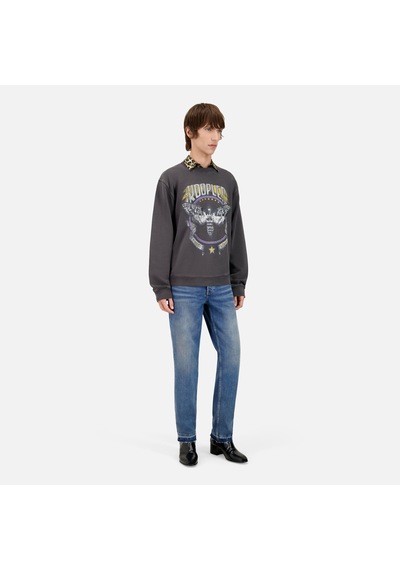 The Kooples Erkek Baskılı Bisiklet Yaka Siyah Sweatshirtbaskılıhswe28004k