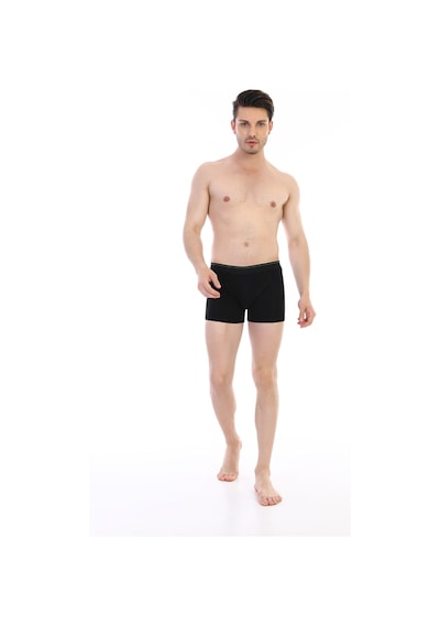Çift Kaplan Erkek Elastanlı Siyah Boxer 889 Siyah
