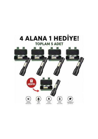 Cata Sarj Edilebilir Ledli El Feneri Ct-8024 Beyaz